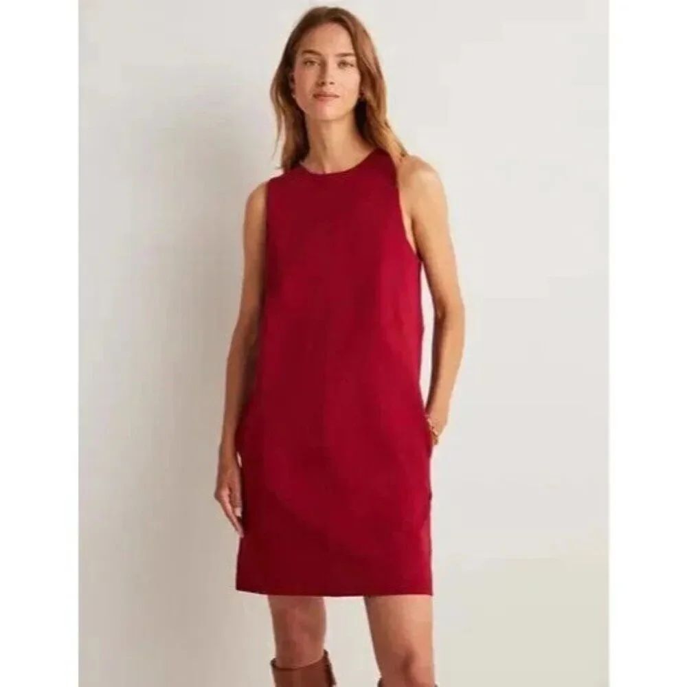 Boden Shift Dress Womens UK 14L US 10L Red Cocktail Sleeveless Stretch D0322 NWT